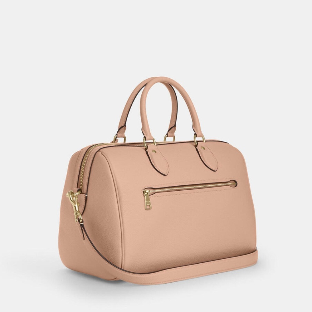 Coach Rowan Large Satchel Bag With Shell Charm CBH76 In Leather/ Cream/Tan NWT - Picture 9 of 11